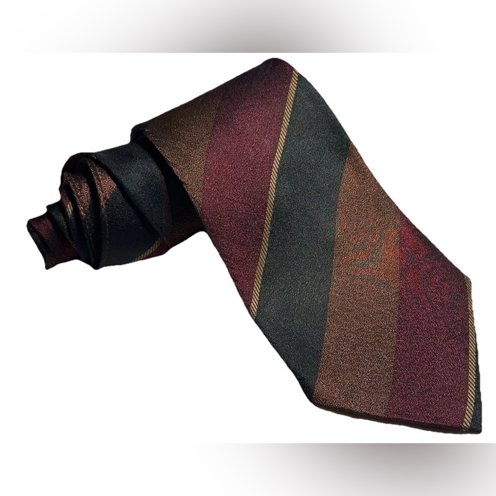 SULKA TIE 100% SILK MADE IN FRANCE WIDE DIAGONAL STRIPES DUPIONI TYPE SILK